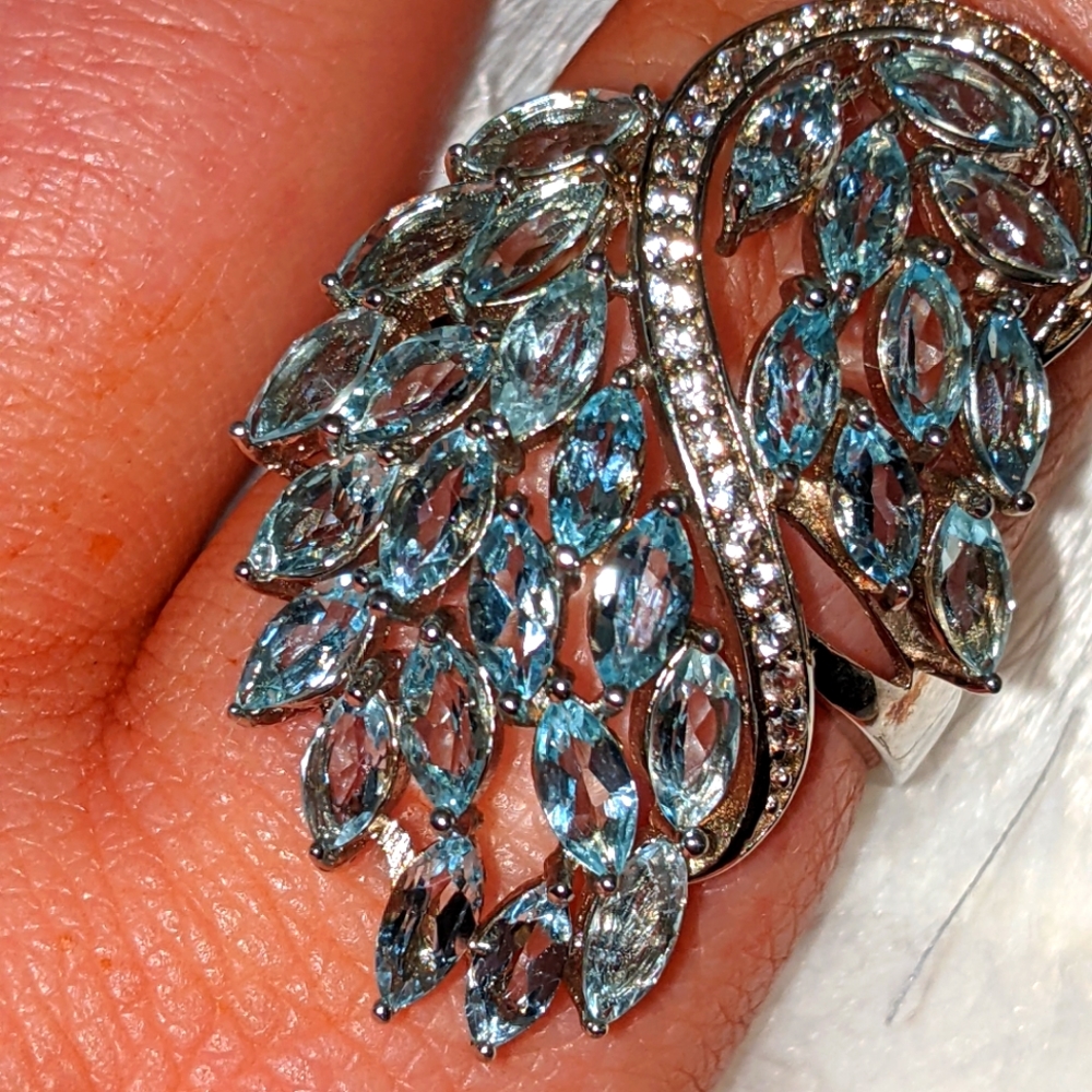 Aquamarine Gemstone Ring Sterling Silver - Picture 10 of 10